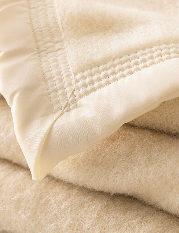 Couverture bicolore pure laine 800 g/m² (écru)