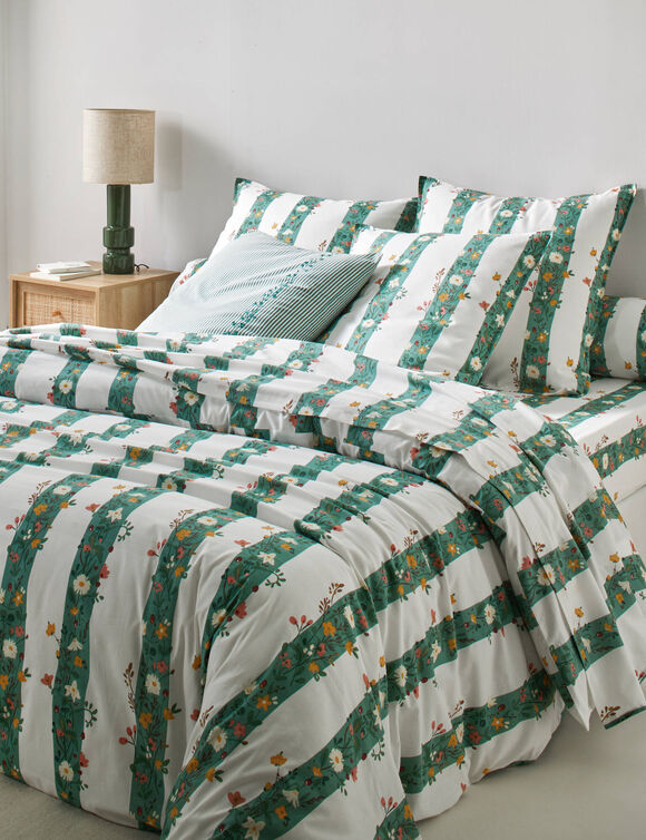 Bedlinnen C&eacute;leste, in bedrukt katoen (groen)