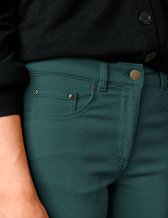 Pantalon droit stretch uni (vert sapin)