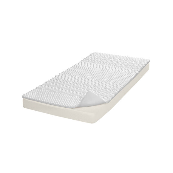 Topdekmatras met vormgeheugen, steun voor 7 zones (wit)
