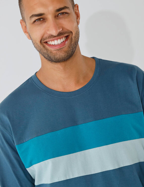 T-shirt pyjama manches longues (bleu gris&eacute;)