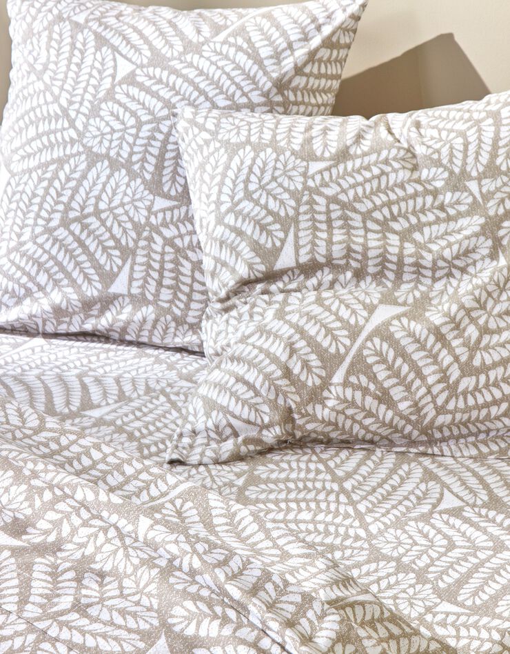 Bedlinnen Sophie met tweekleurige bladerenprint - katoen (beige)