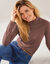 T-shirt met opstaande hals en lange mouwen (chocolade)