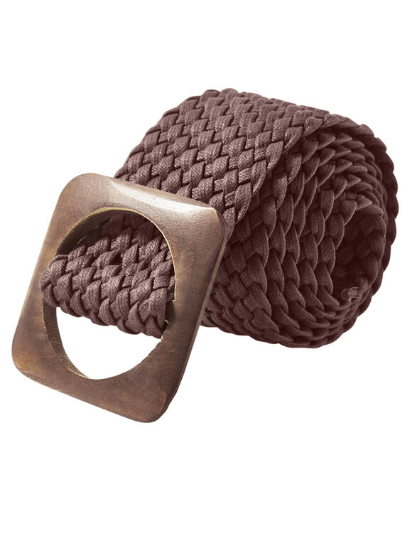 Ceinture tissé boucle en bois (chocolat)