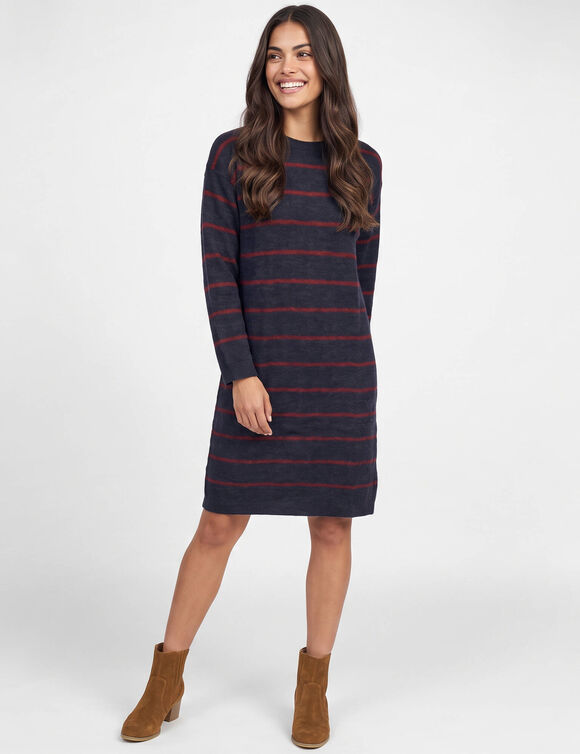 Robe pull ray&eacute;e (marine / bordeaux)