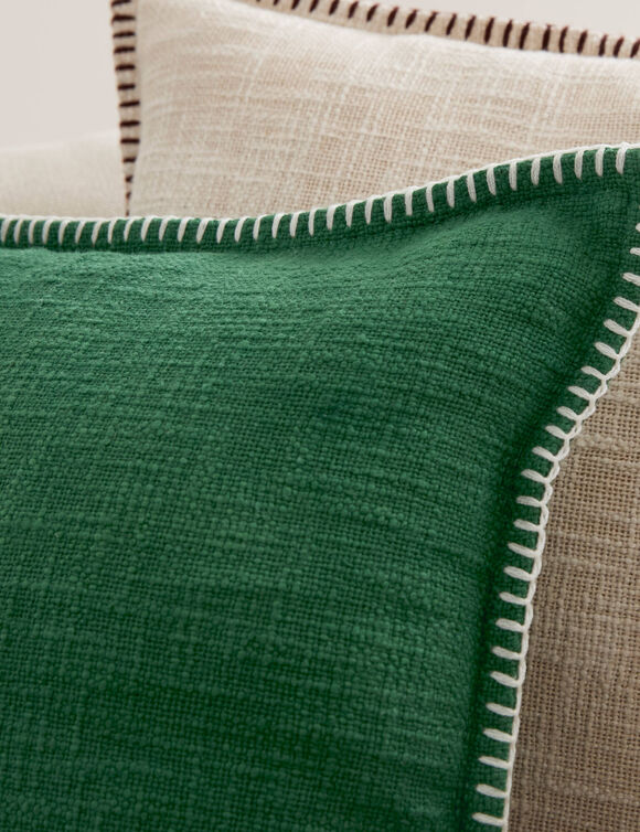 Coussin uni coton textur&eacute; (vert)