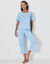 Pyjama met korte mouwen en verenprint (gletsjerblauw)