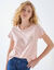 T-shirt uni brodé coeur manches courtes (rose pâle)
