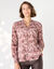 Geplooide blouse met bloemprint, van voile (roze / chocolade)