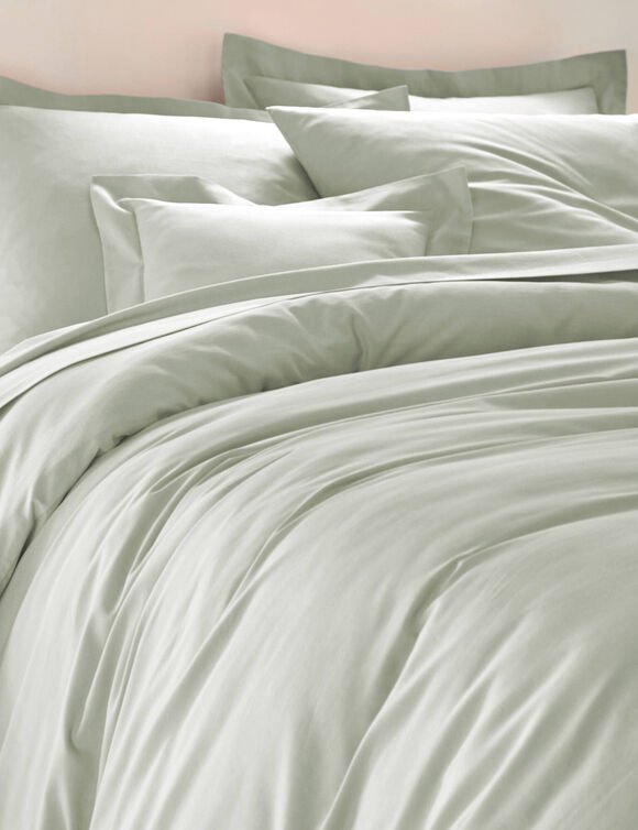 Linge de lit uni coton (gris perle)