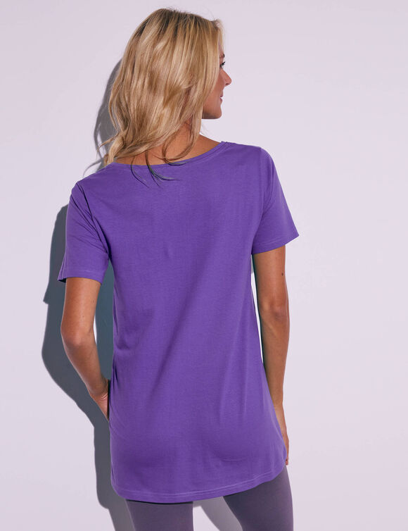 T-shirt uni col rond, coton biologique(**) (iris)