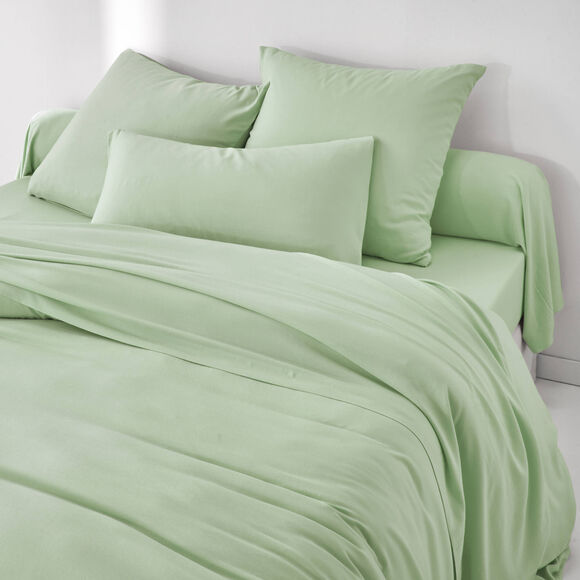 Linge de lit uni en bambou et en lin** (vert)