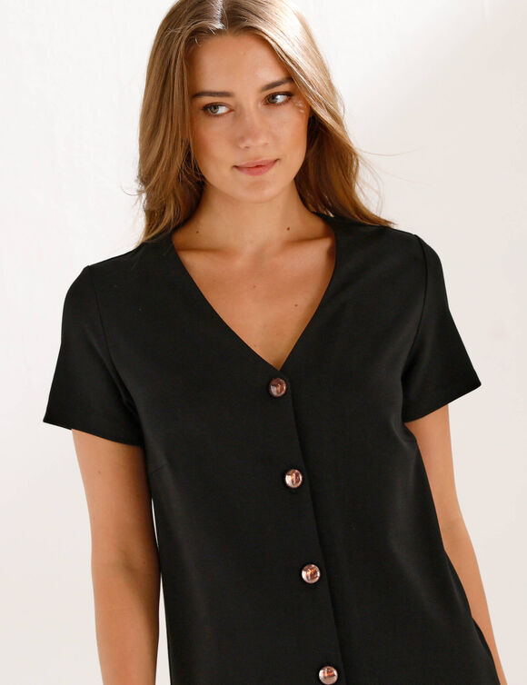 Robe boutonn&eacute;e en maille milano (noir)