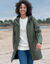 Lange, waterdichte regenjas, gevoerd met fleece, van gerecycled polyester** (kaki)
