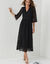 Robe longue &eacute;vas&eacute;e col V, en dentelle &eacute;cailles (noir)