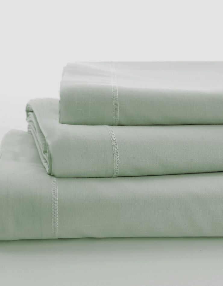 Linge de lit uni coton (vert amande)