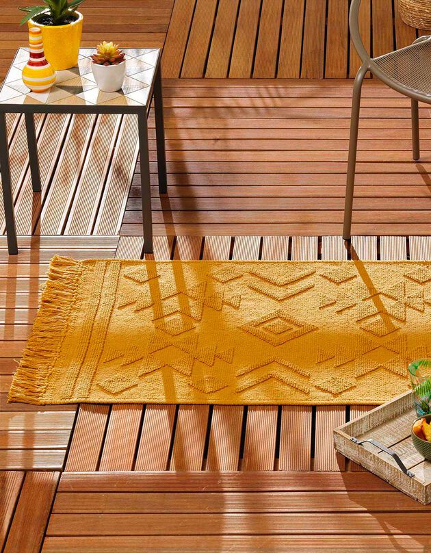 Tapis jacquard à franges safran  (safran)