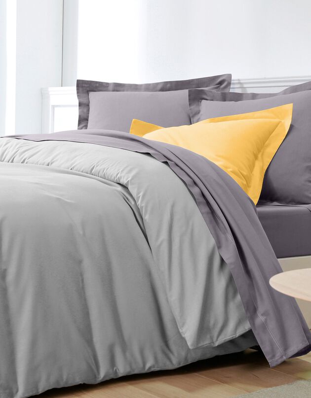 Linge de lit uni coton (gris perle)