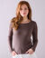 Trui in ribtricot met ronde hals (taupe)