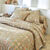 Bedlinnen Mahe in katoen met etnische print (beige)