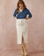 Lange rok met split, ribvelours (grijsbeige)