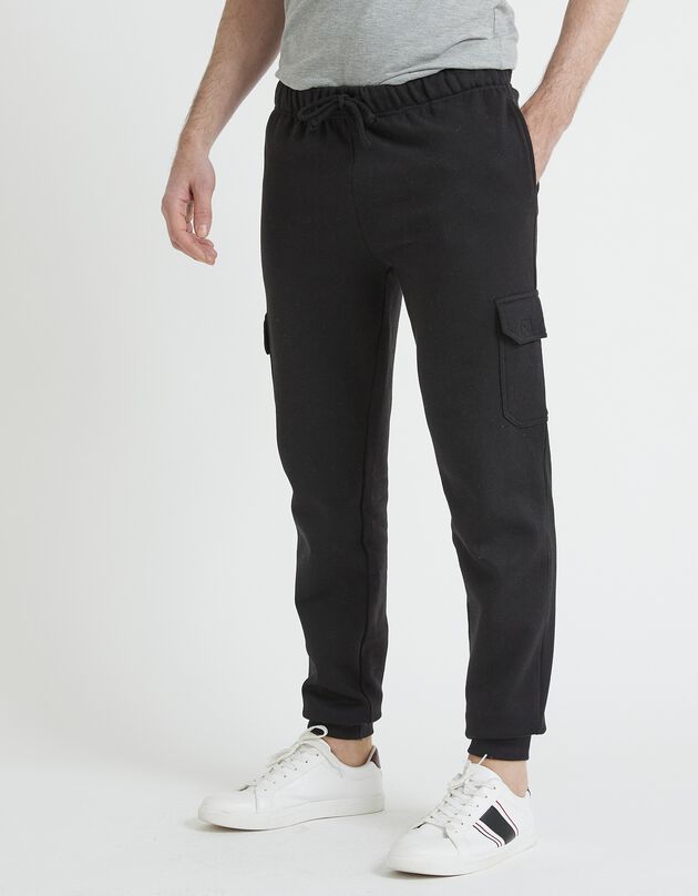 Pantalon molleton cargo (noir)