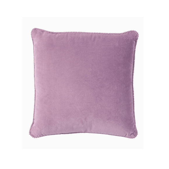 Coussin uni en velours finition fantaisie  (parme)