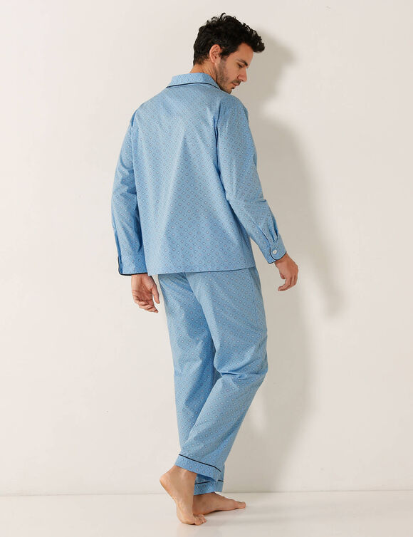 Pyjama imprimé popeline polycoton  (bleu)