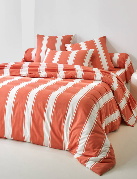 Linge de lit Transat en coton imprim&eacute; (potiron)