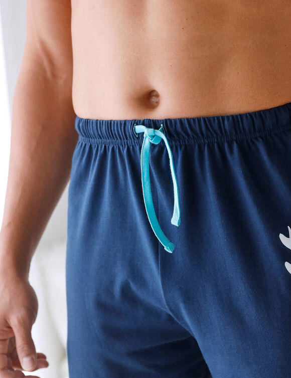 Pyjamashort in katoen, marineblauw (marine / aqua)
