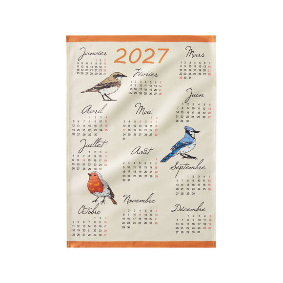 Theedoek met kalender: honden, poezen en vogels - set van 3 (veelkleurig)