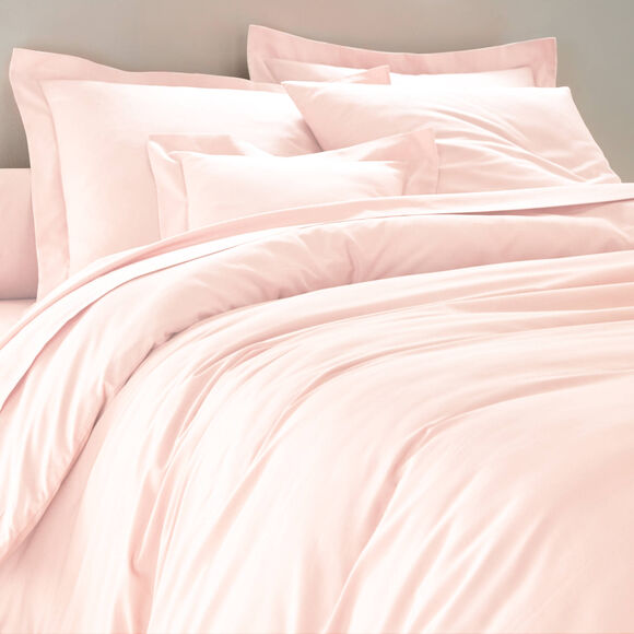 Linge de lit uni coton  (rose poudré)