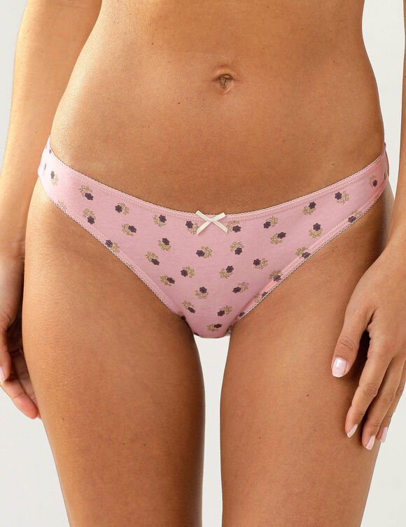Katoenen slip met &bdquo;Indiase bloemen&ldquo;-motief &ndash; Set van 4 (roze)