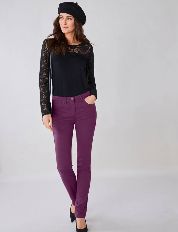 Pantalon sculptant, 5 poches (prune)