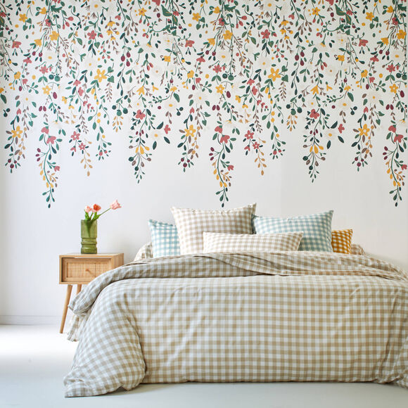 Papier peint panoramique C&eacute;leste fleuri (blanc)