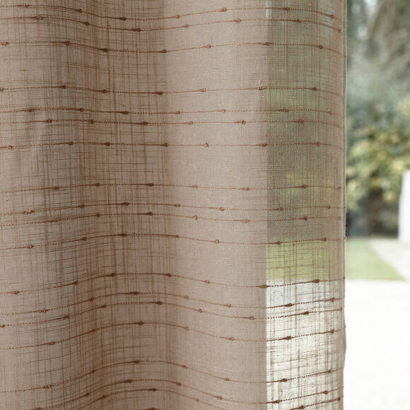 Panneau voilage tissage fantaisie - finition oeillets (taupe)
