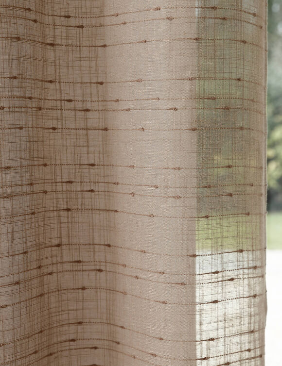 Panneau voilage tissage fantaisie - finition oeillets (taupe)