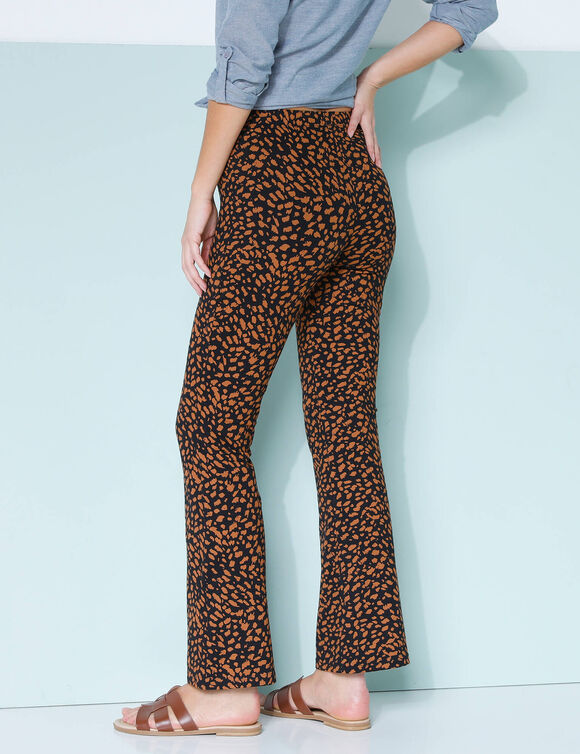 Legging bootcut taille élastiquée, imprimé peau de bête (noir / caramel)