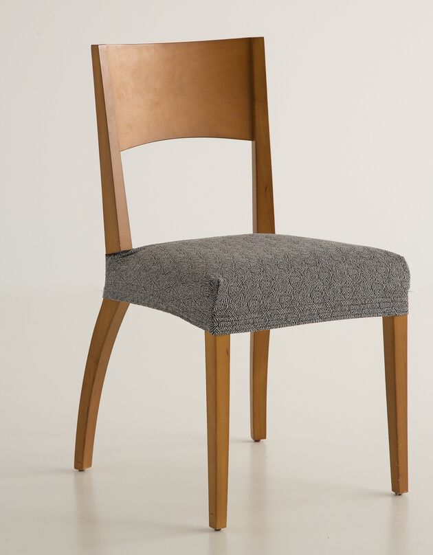 Housse assise de chaise extensible jacquard graphique (gris)