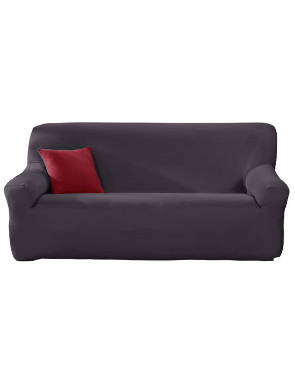 Housse extensible unie canapé fauteuil accoudoirs (gris)