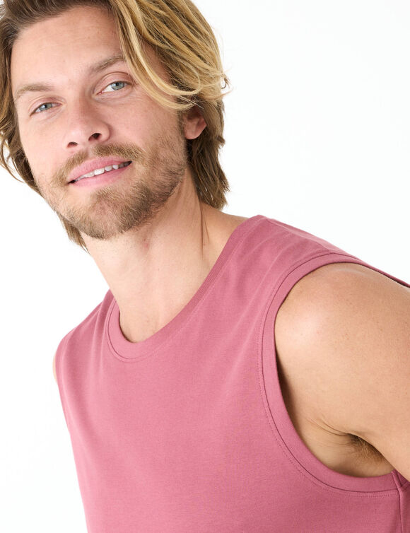 Mouwloos T-shirt met ronde hals - set van 3 (donkerroze + lichtroze + beige)