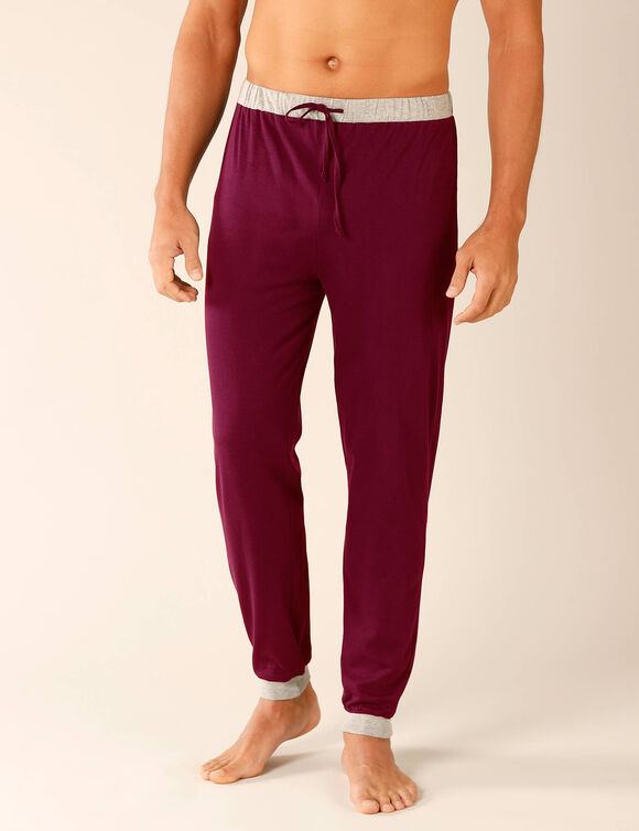 Pyjamabroek met aangetrokken pijponderkanten - set van 2 (grijs + bordeaux)