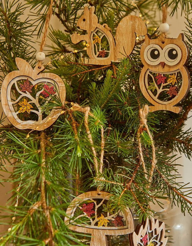 Decoraties in hout om op te hangen - set van 6 (hout)