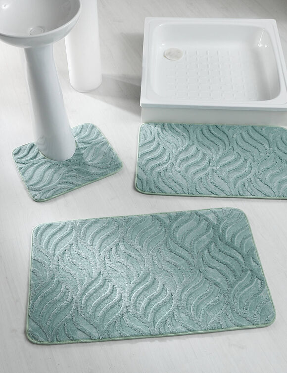 Tapis de bain reli&eacute;f&eacute; effet "flamme" (vert)