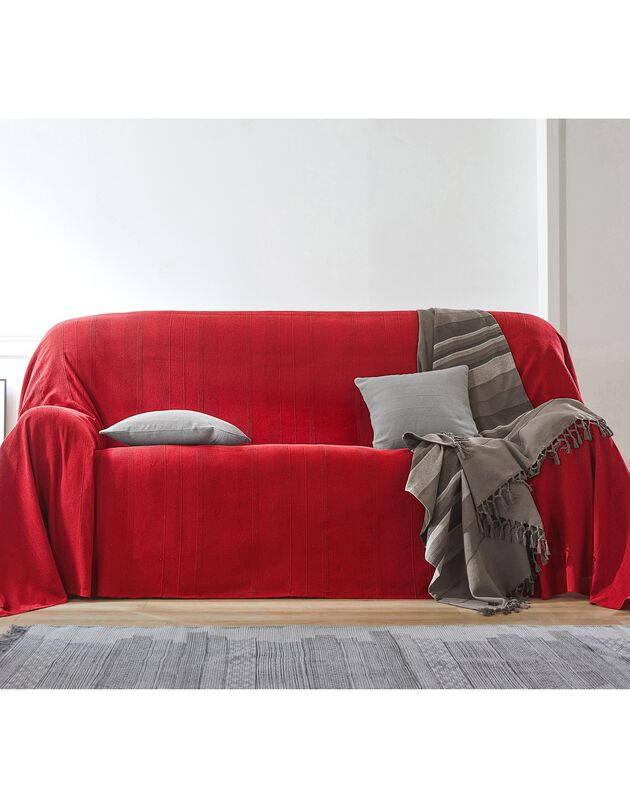 Effen artisanaal geweven plaid of sprei (steenrood)