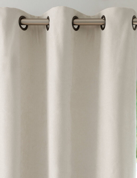 Rideau occultant et isolant finition oeillets (blanc cass&eacute;)