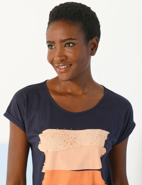 T-shirt boite imprimé "arty", maille jersey (marine)