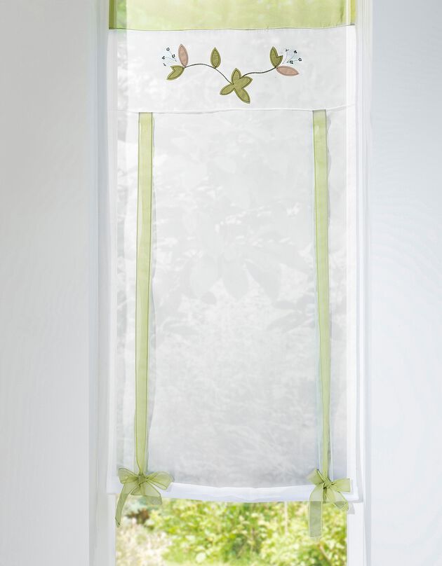 Store remontable voile motif orchidée finition passe-tringle (vert)