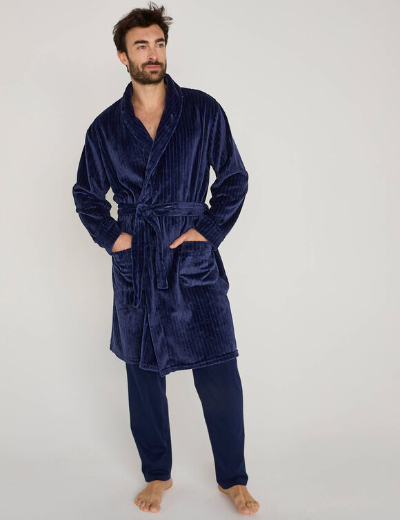 Fleece-kamerjas met een zachte, getecteureerde pluche-achtige textuur (blauw)