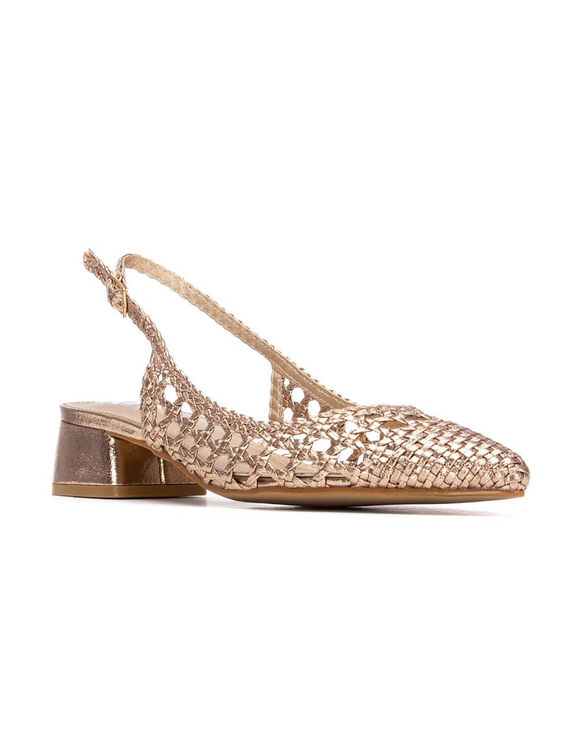 Escarpins slingback tress&eacute;s (rose dore)